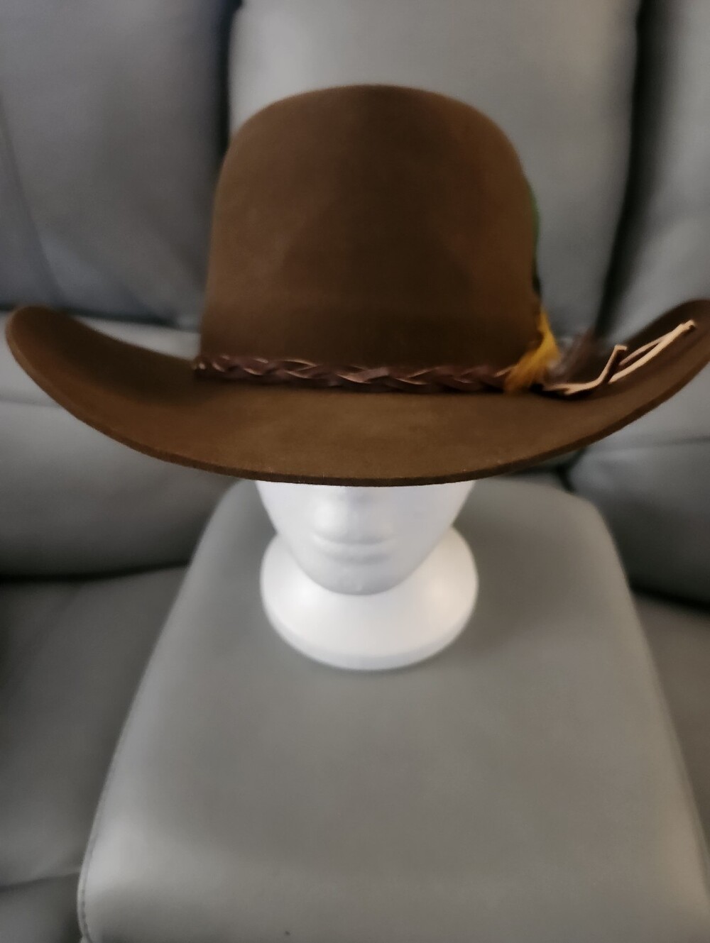 Stetson Brown  Western Hat with Braided Band and Feather Accent